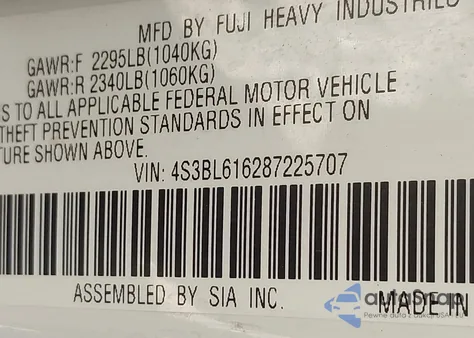 2008 Subaru Legacy 2.5I из США, поврежденный, VIN 4S3BL616287225707